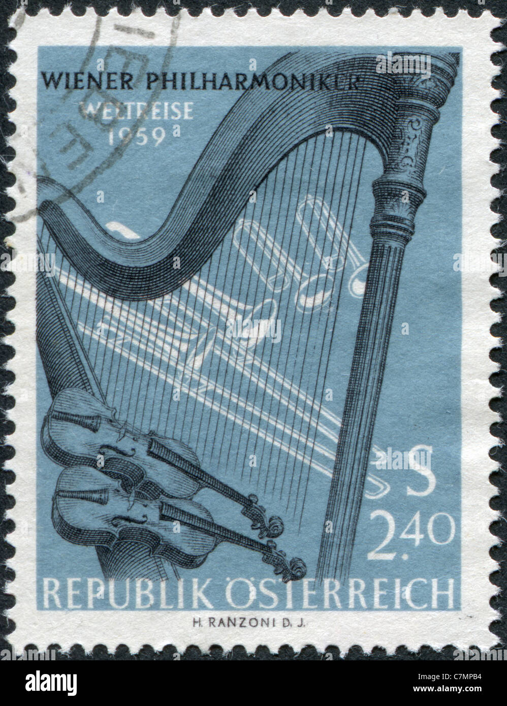 AUSTRIA - 1959: A stamp printed in the Austrian, is dedicated to World ...