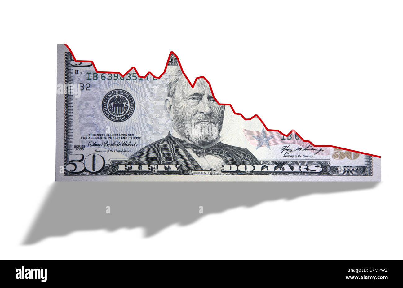 Decline of the Dollar. Stock Photo