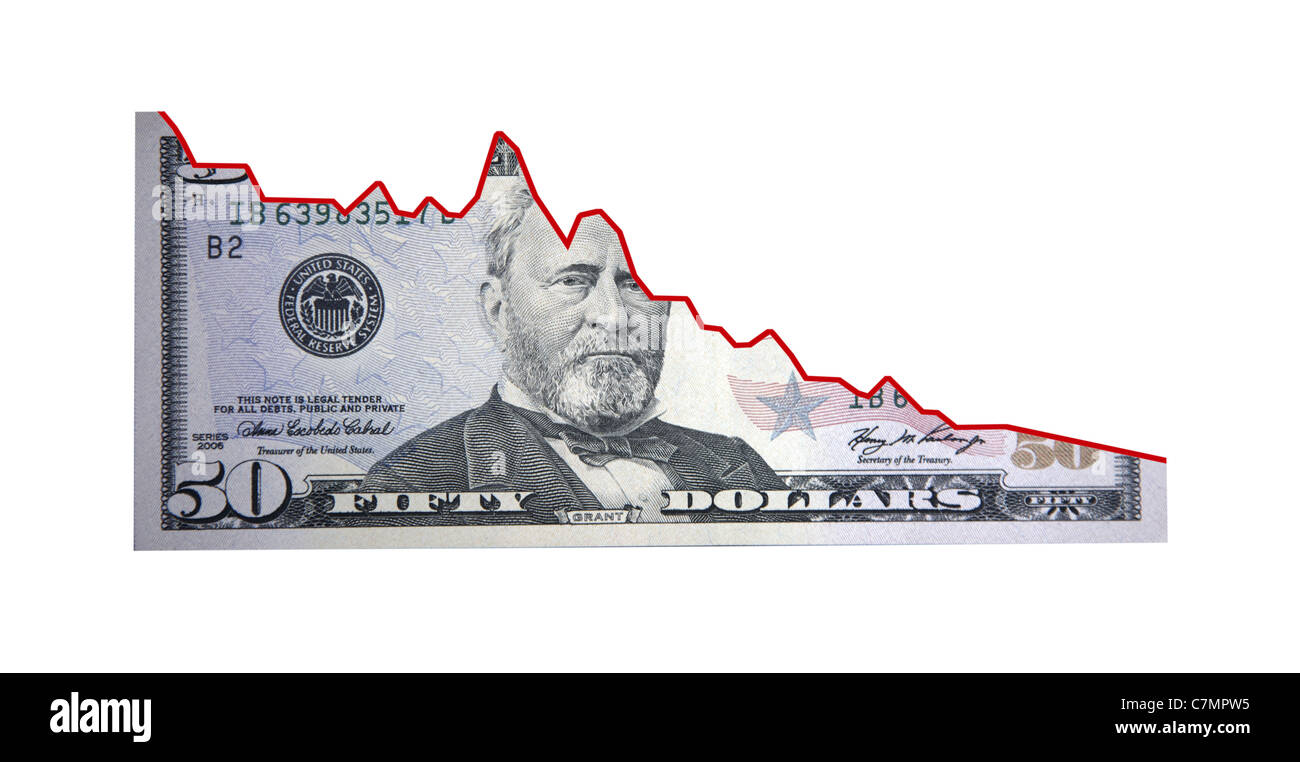 Decline of the Dollar. Stock Photo