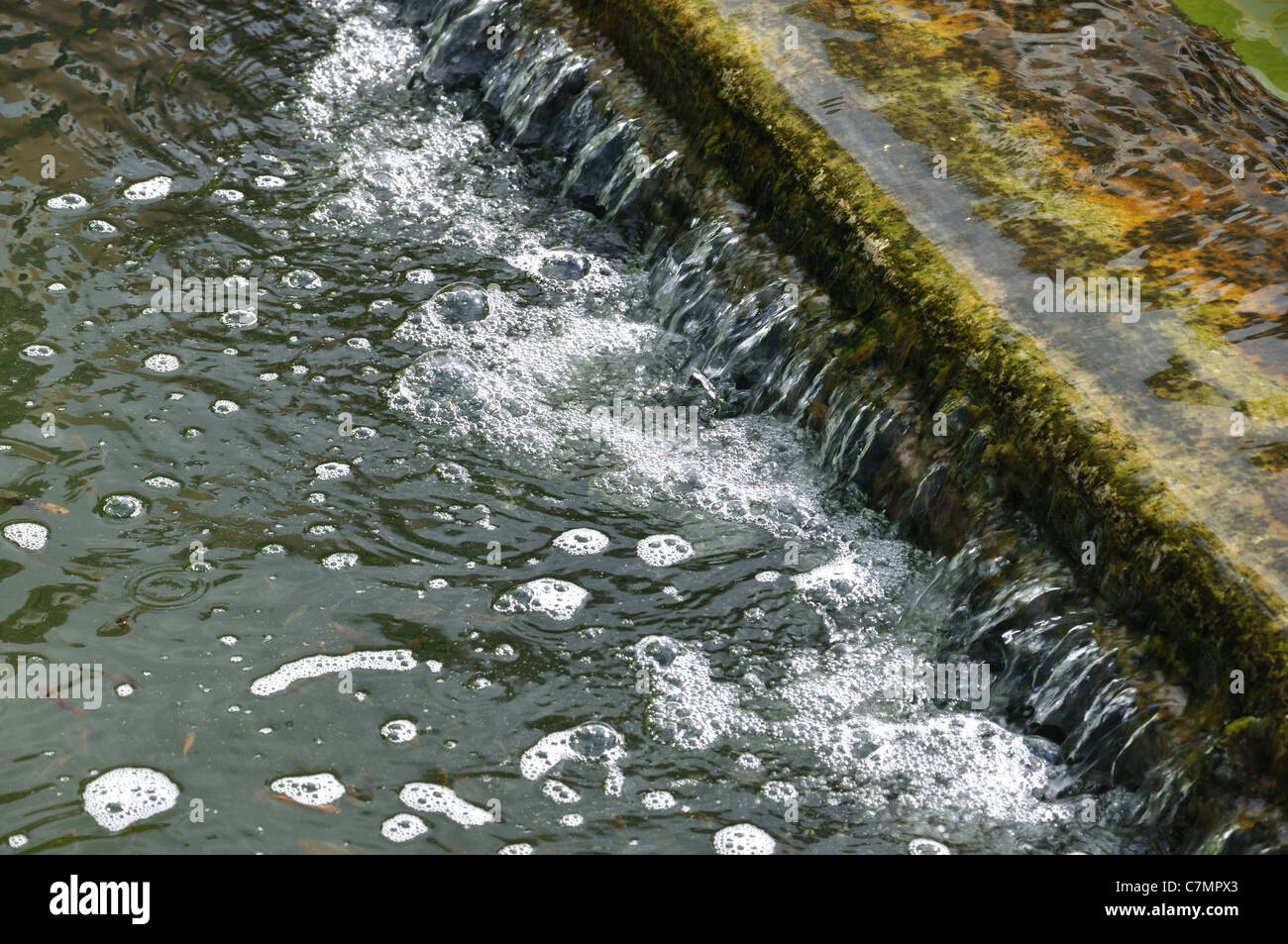 Water gently flowing over weir Stock Photo Alamy