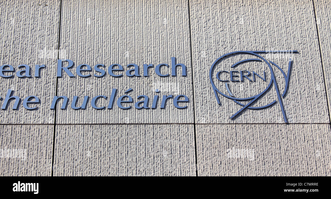 CERN - European Organization for Nuclear Research. Founded in 1954 on the Franco–Swiss border near Geneva Switzerland Europe. Stock Photo