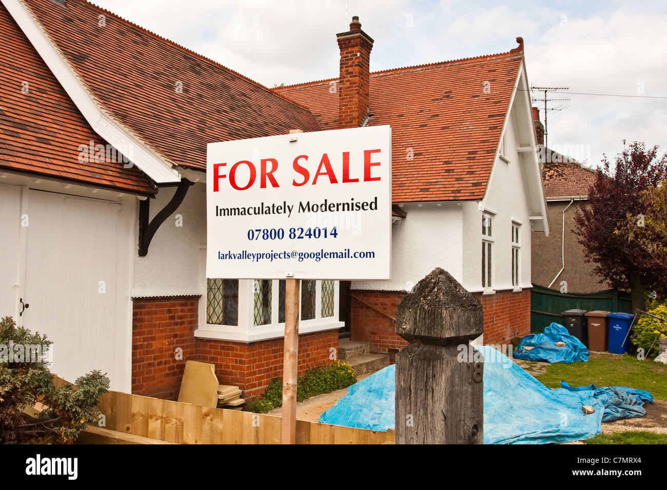 Modernised bungalow for sale in Bury St Edmunds, UK Stock Photo