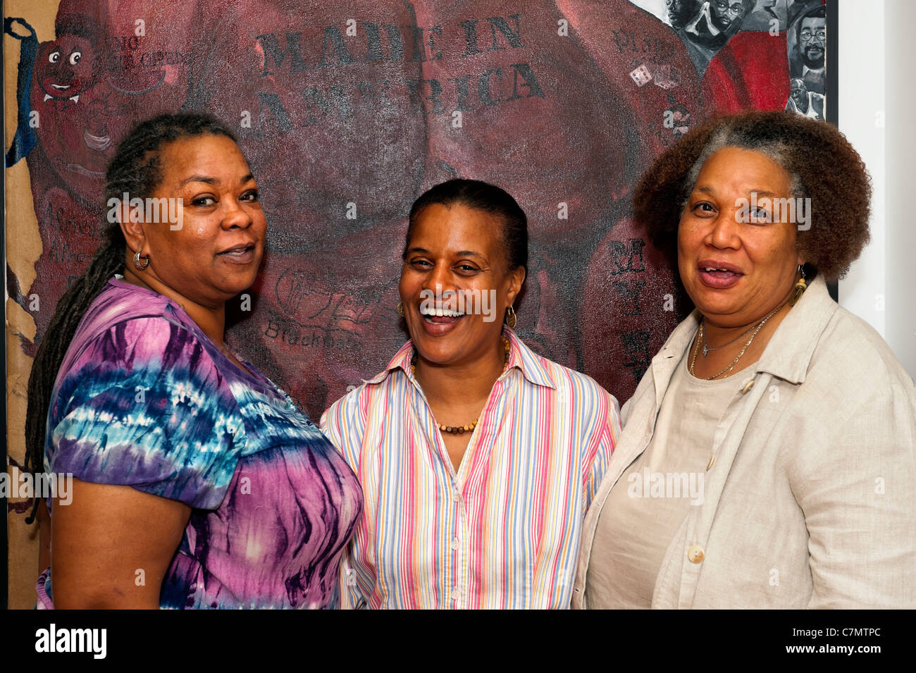 Three senior women friends at Portrait Day, African American Museum of Nassau County, Hempstead, New York, Sept 17, 2011 Stock Photo
