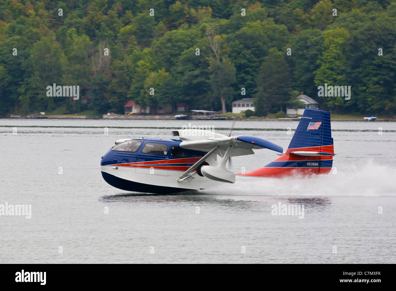 Seaplane landing on Keuka Lake at Hammondsport New York Seaplane