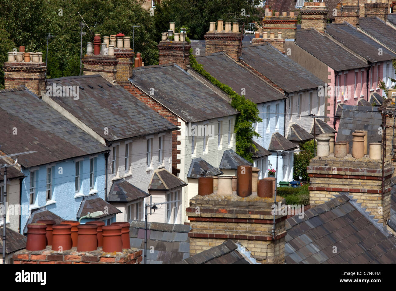 Residential Terraced Housing in Oxford City street, England Stock Photo