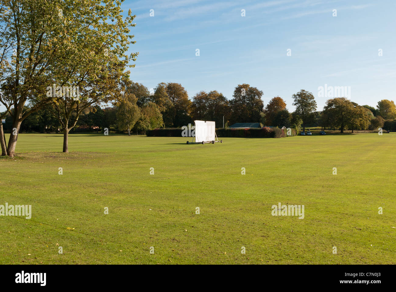 Cricket pitch on The Bath Grounds in Ashby de la Zouch, Leicestershire, UK Stock Photo