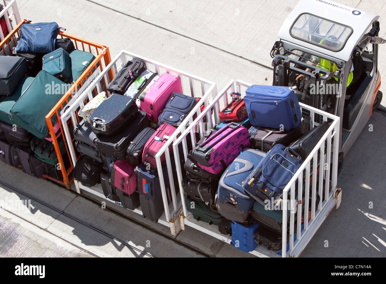 Loading passenger luggage on Cruise Ship. Port of Southampton England Uk  Stock Photo - Alamy