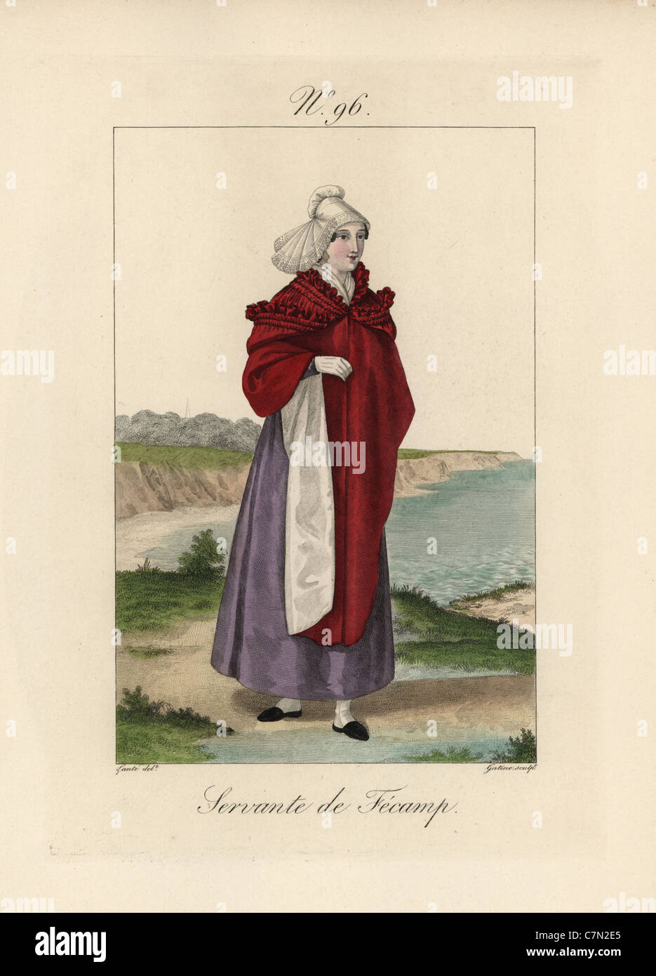 Servant of Fecamp. If the bonnet is simple, the cape with hood is very  ornate with double collar and pleated decorated edges Stock Photo - Alamy