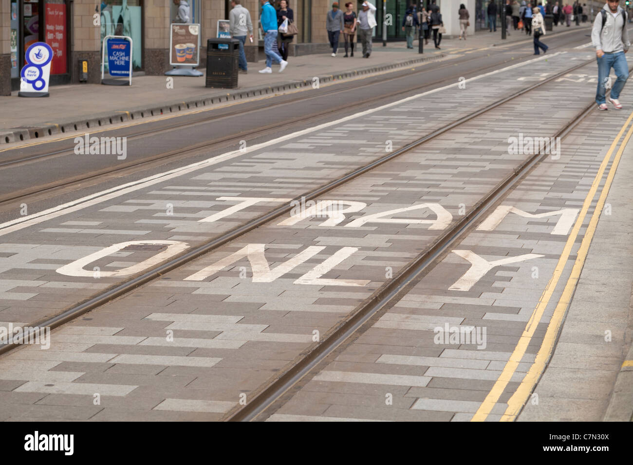 Metrolink tram track in Manchester, UK Stock Photo
