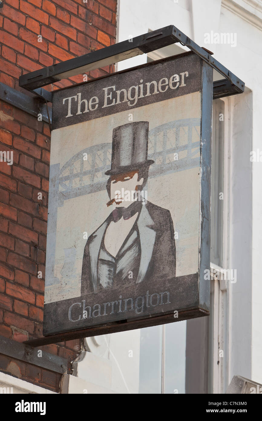 Pub sign the engineer Charrington, London, England Stock Photo