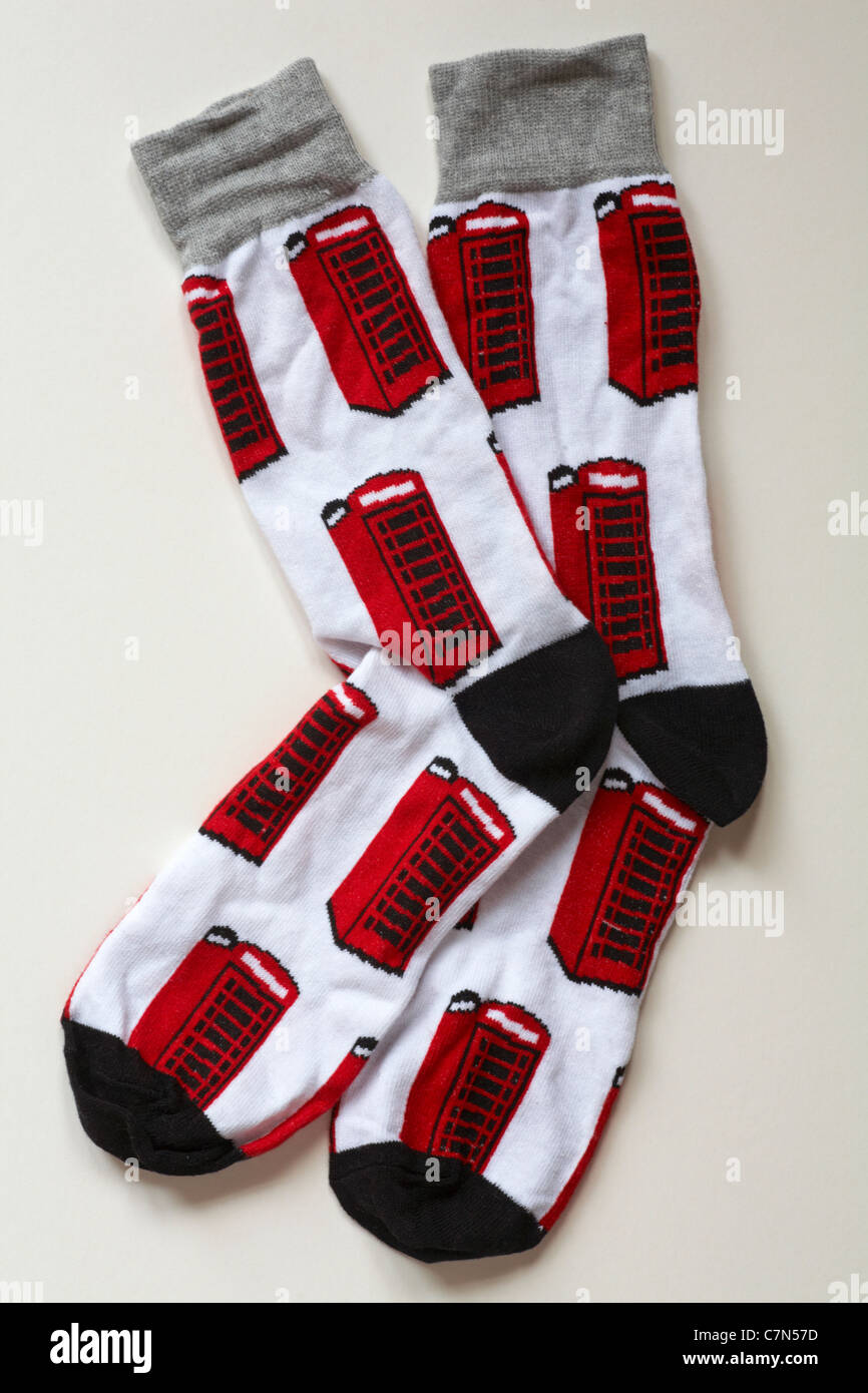 Novelty socks with red telephone boxes hires stock photography and