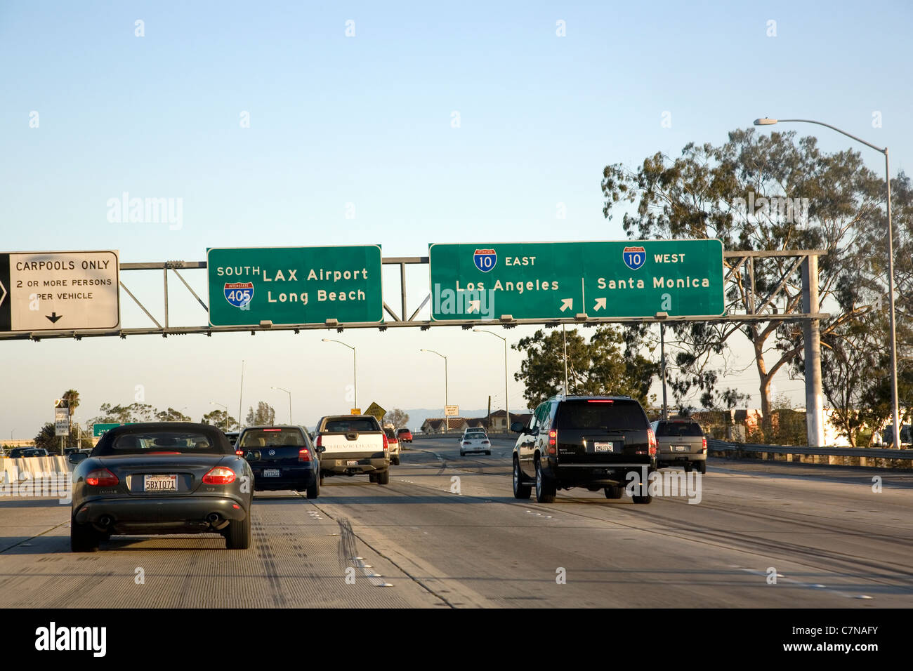 Motorway heading south out of LA - USA Stock Photo