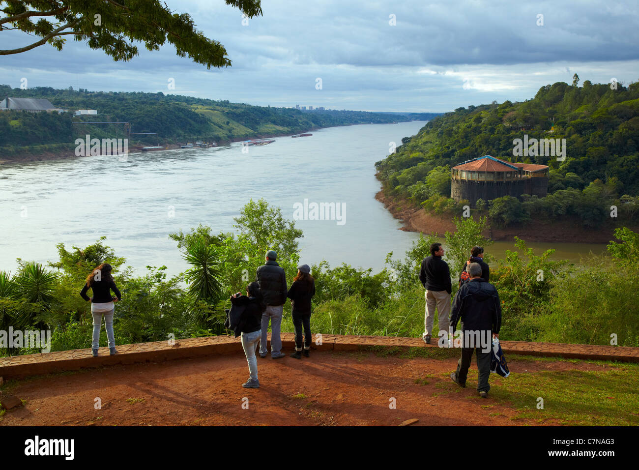 Hito Tres Fronteras (Triple Frontier), Brazil, Argentina and Paraguay, South America Stock Photo