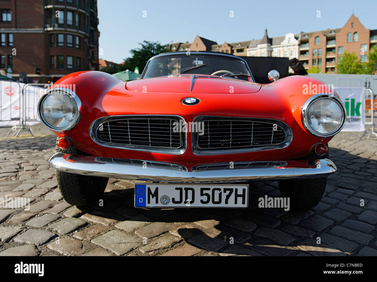 Detail, BMW 507 vintage car, Classic Rally Hamburg to Berlin, Fish Market, Hamburg, Germany, Europe Stock Photo
