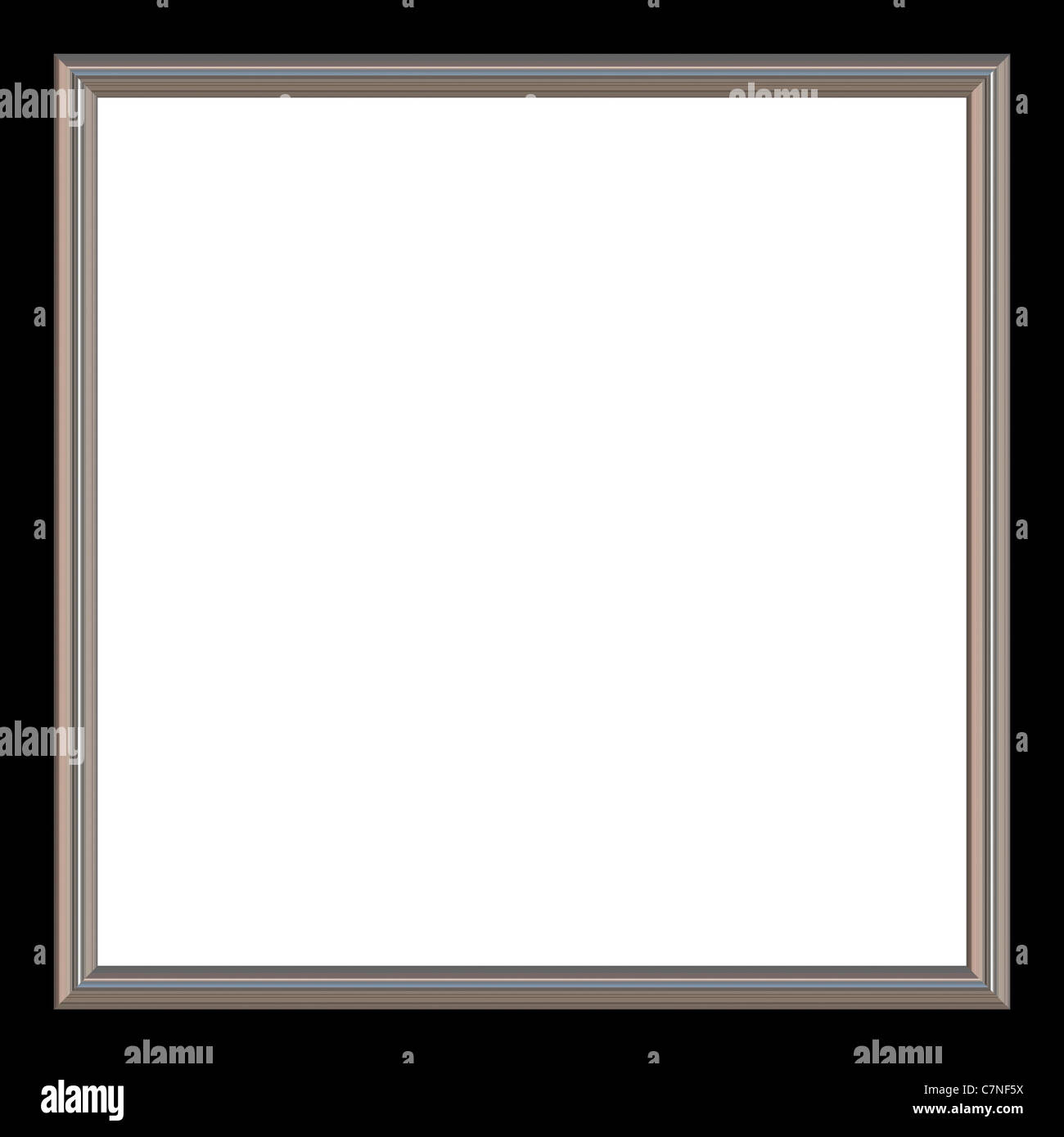 Silver and black square photo frame and white copyspace. Stock Photo
