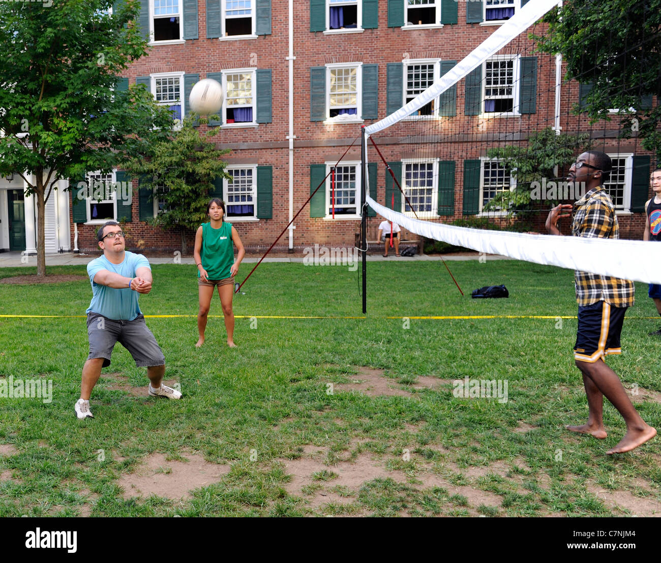 Yale University students attending summer school play pickup soccer. Stock Photo