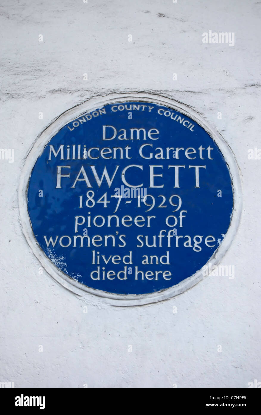 blue plaque marking a home of dame millicent garrett fawcett, womens