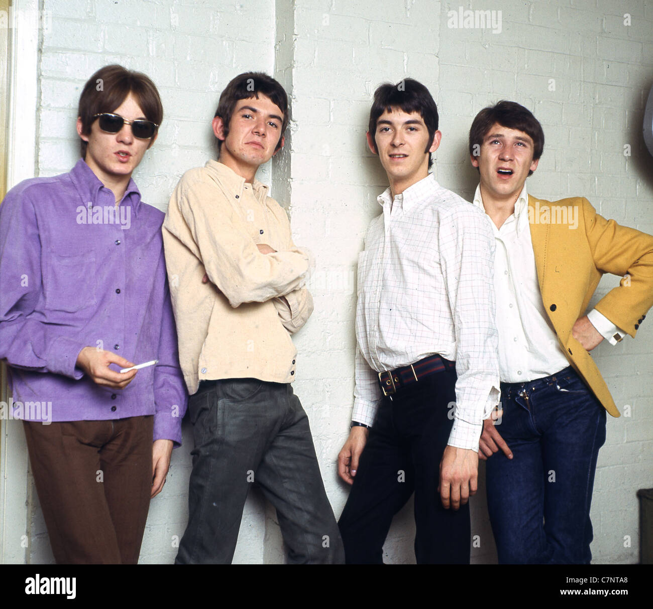 SMALL FACES UK group in 1966. From left: Steve Marriott, Ronnie Lane, Ian McLagan, Kenny Jones. Photo Tony Gale Stock Photo