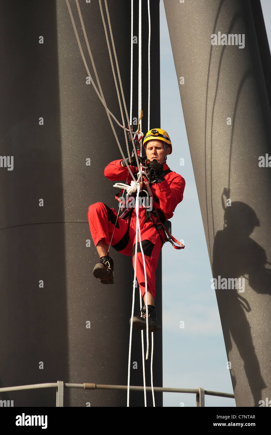 Rope Rescue specialist working at height Stock Photo - Alamy