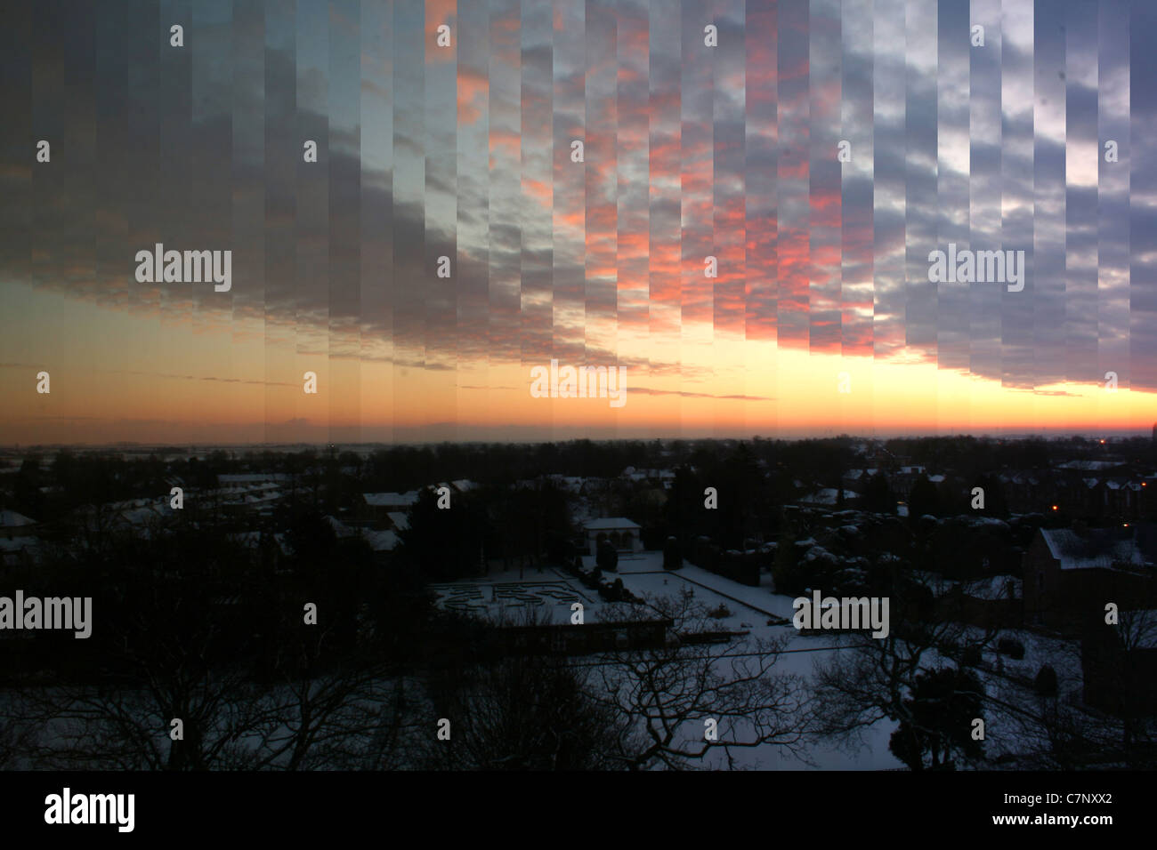 A time lapse of a sunset over Spalding and surrounding Lincolnshire, UK Stock Photo