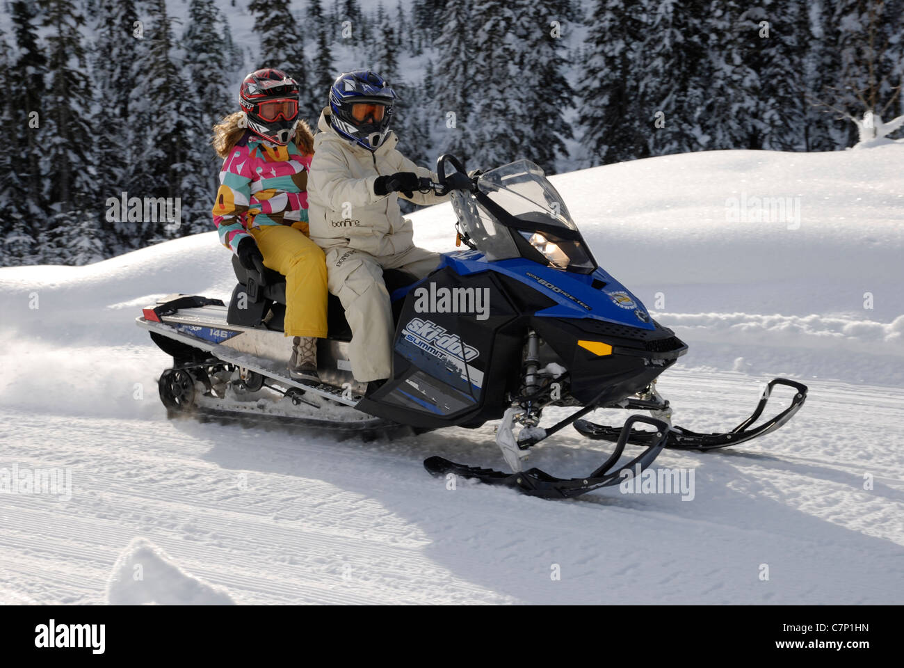 snowmobile tour in Whistler British Columbia Stock Photo