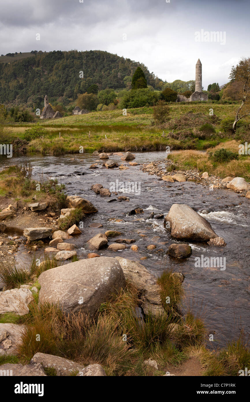 Ireland, Co Wicklow, Glendalough, historic monastic site and round