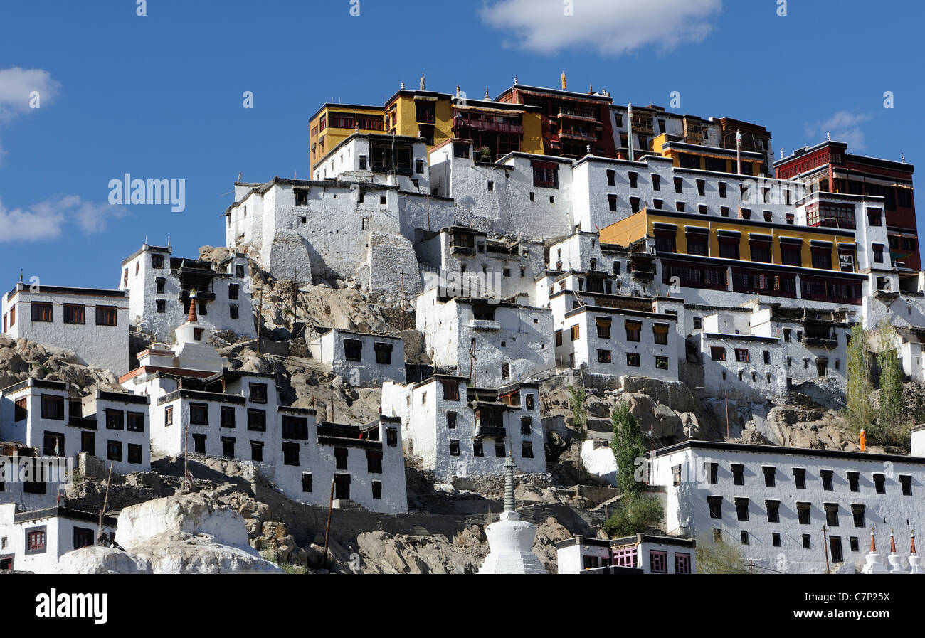 Thikse Gompa, Monastery, Tikse, Tiksey,  Thiksey, Thiksay. Thiksey, Ladakh, Republic of India. Stock Photo