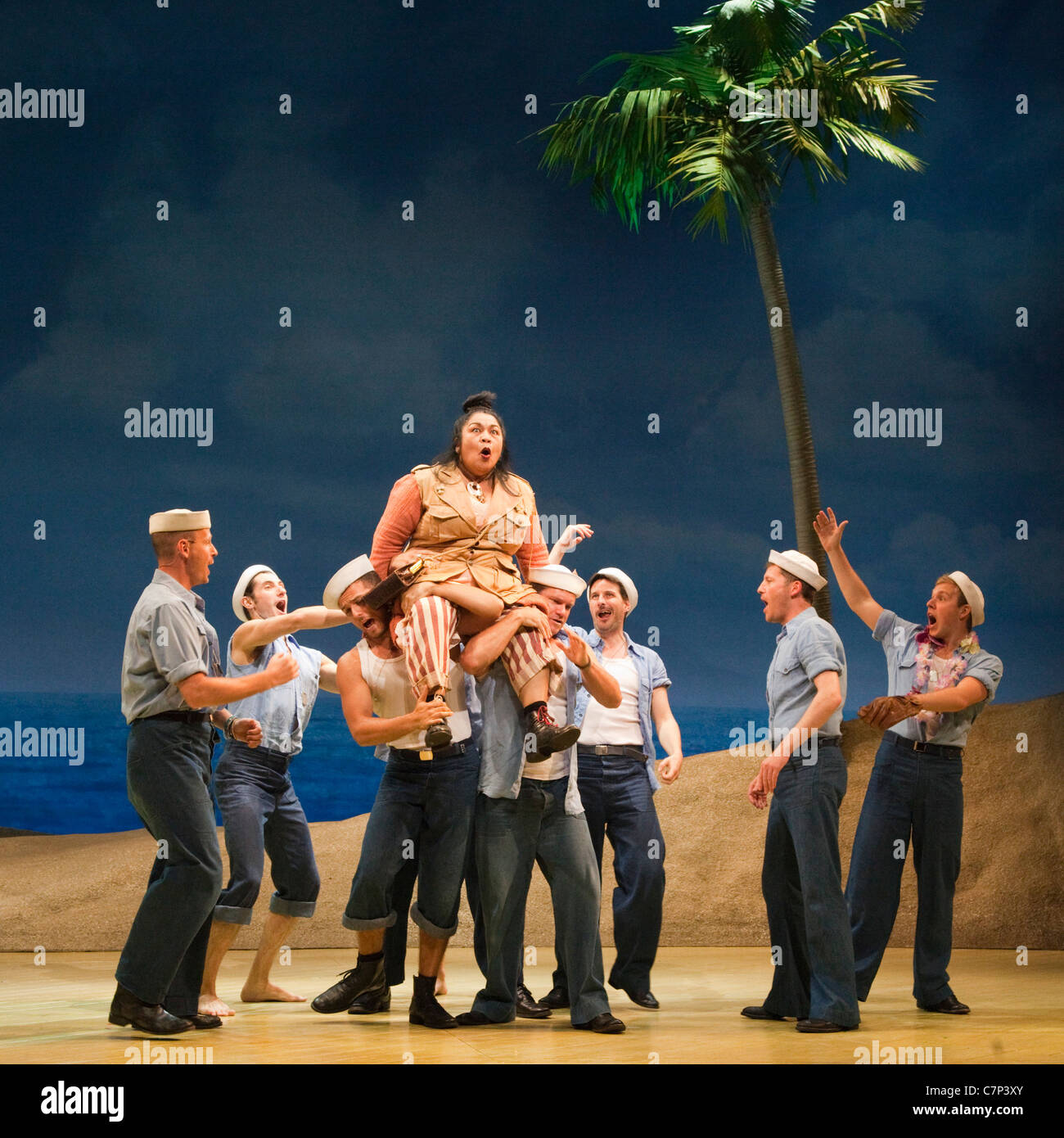 Loretta Ables Sayre as Bloody Mary, South Pacific Musical at the Barbican, London Stock Photo