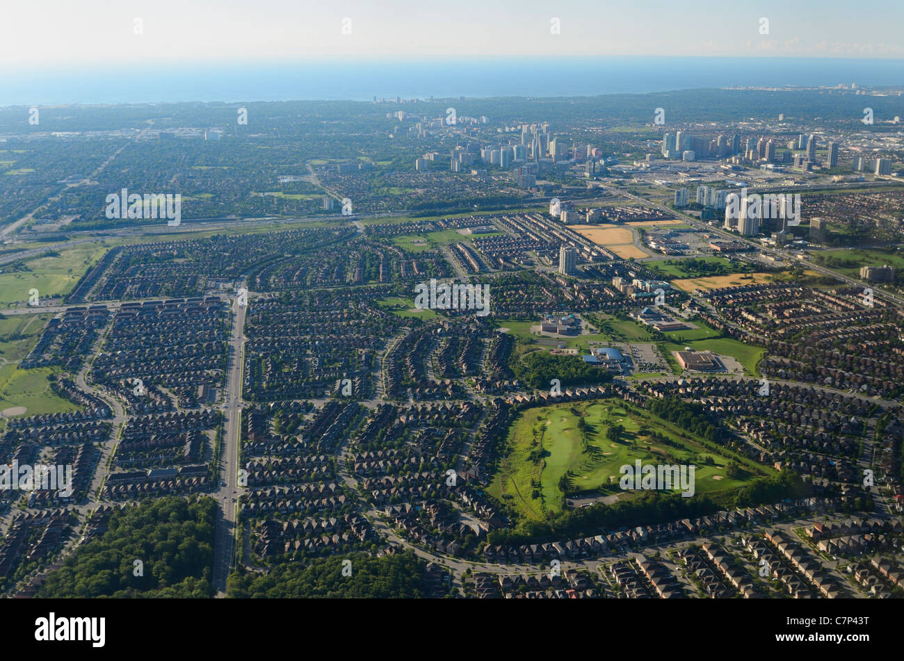 Aerial view of downtown Mississauga Ontario on Lake Ontario and