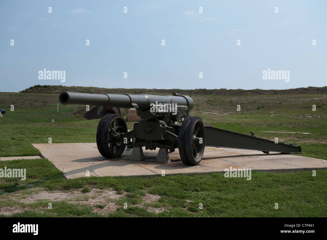 Historic cannon located at the entrance of Fort Morgan located along Mobile Bay in Alabama Stock Photo