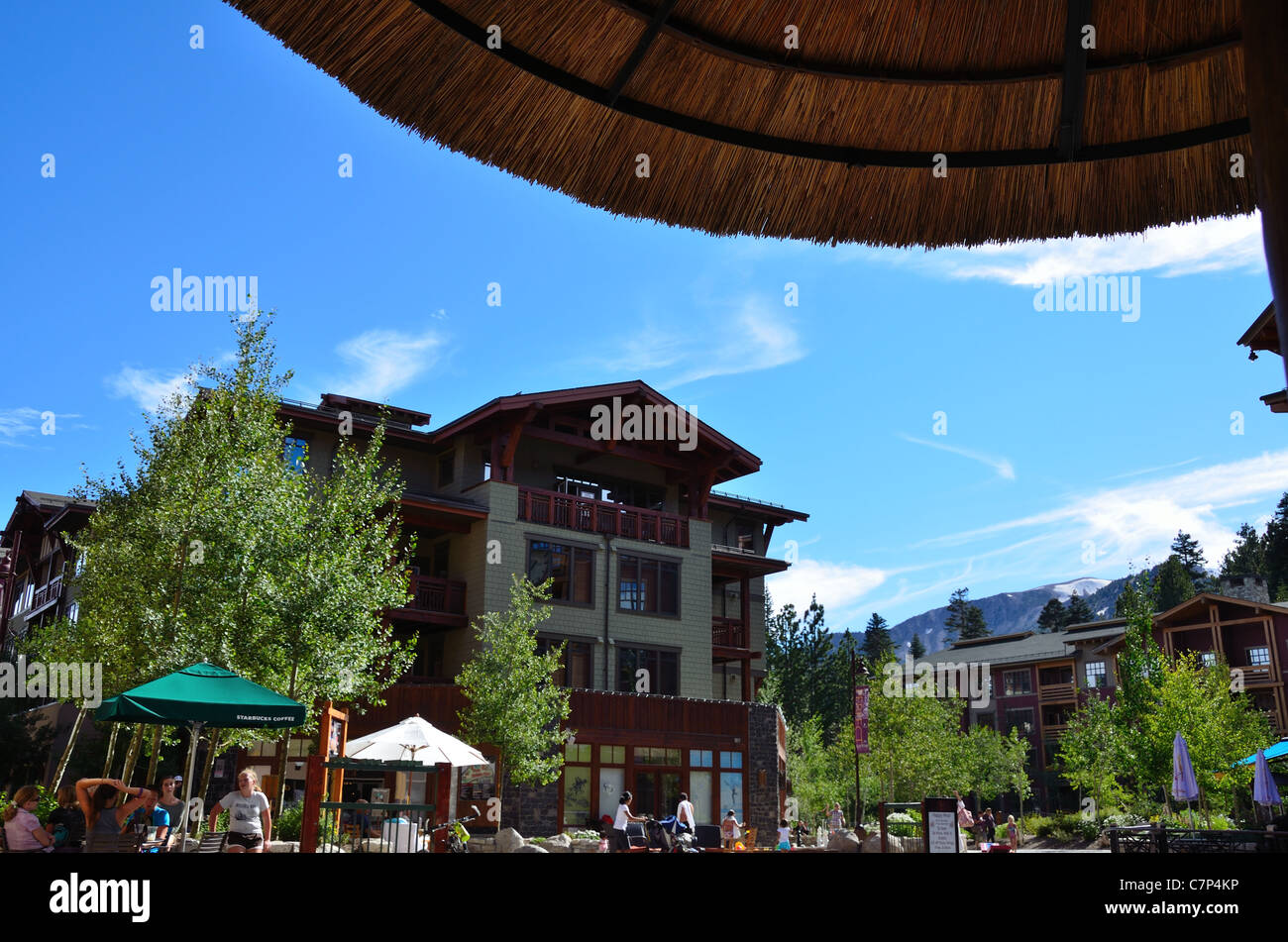 Village center of Mammoth Resort. California, USA. Stock Photo