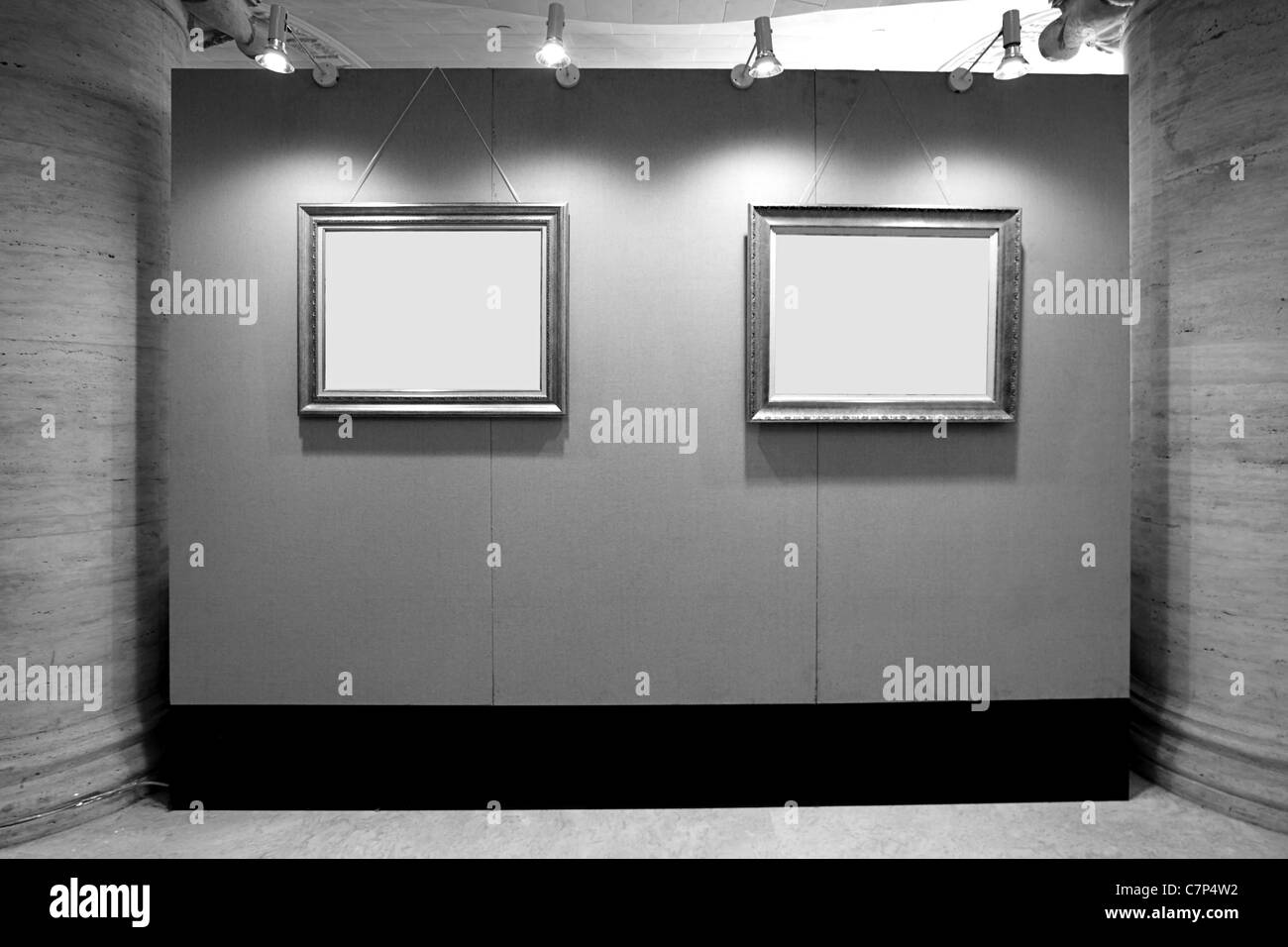 Blank picture frames in art gallery to be filled Stock Photo
