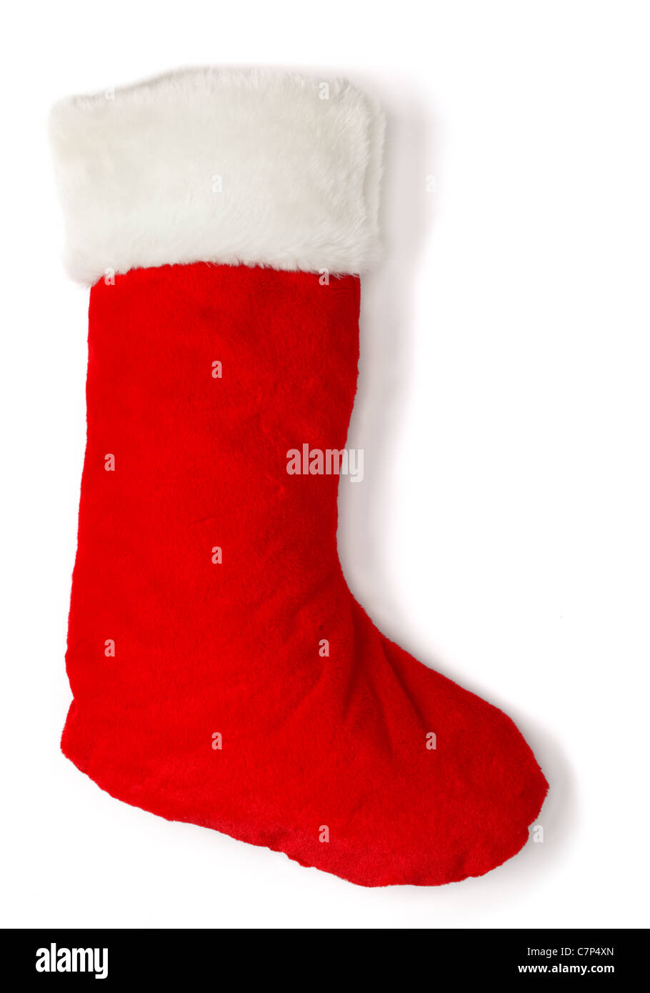 Santa's red stocking,isolated on white. Stock Photo