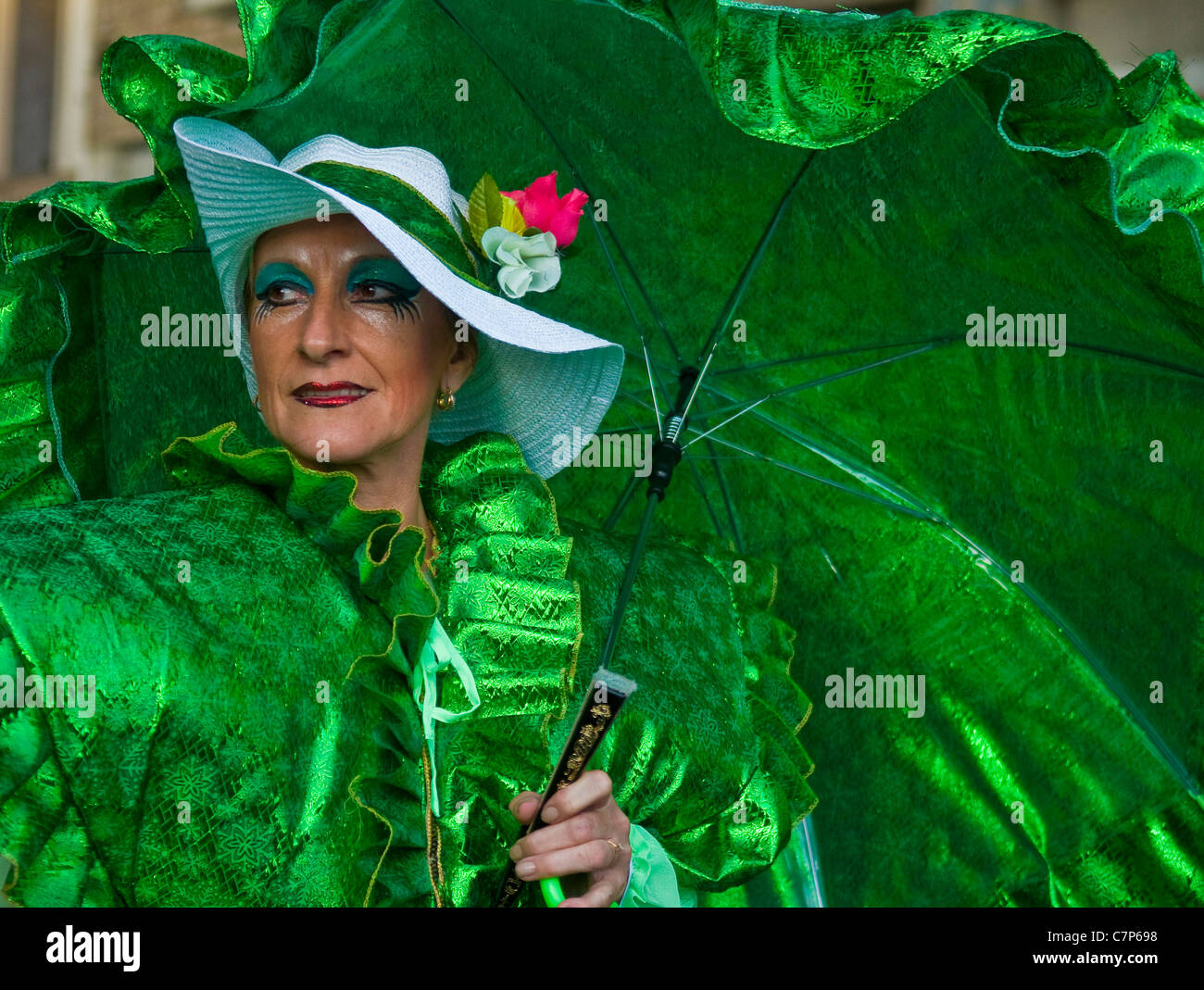 A costumed carnaval participant in the annual national festival of ...