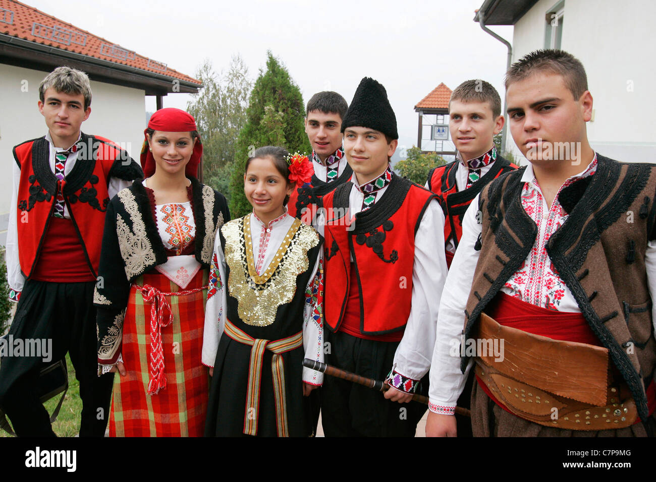 Teenagers in traditional bulgarian costumes hi-res stock photography ...