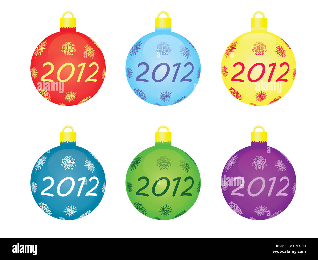 set of christmas tree balls 2012 Stock Photo Alamy