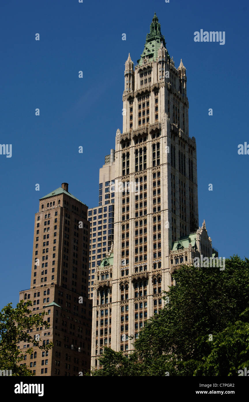 United States. New York. Woolworth Building, built in 1913 by Cass Gilbert. Stock Photo