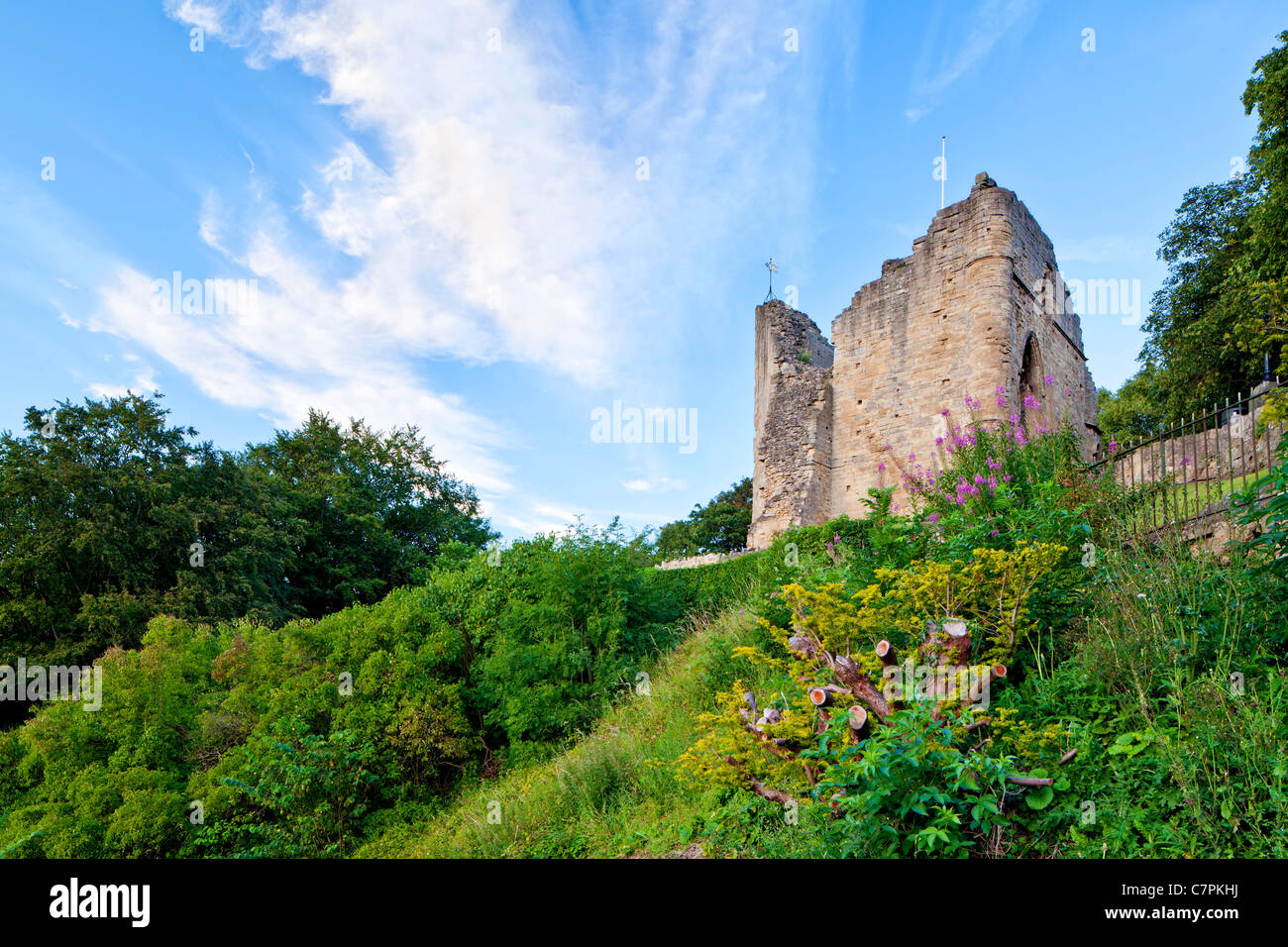 Ruins of the Norman Castle in Knaresborough, North Yorkshire. Stock Photo