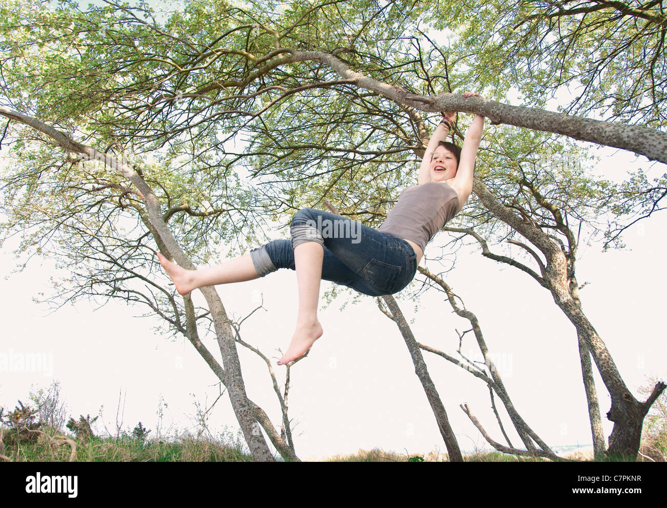 Girls Hanging From Tree Stock Photos & Girls Hanging From Tree Stock