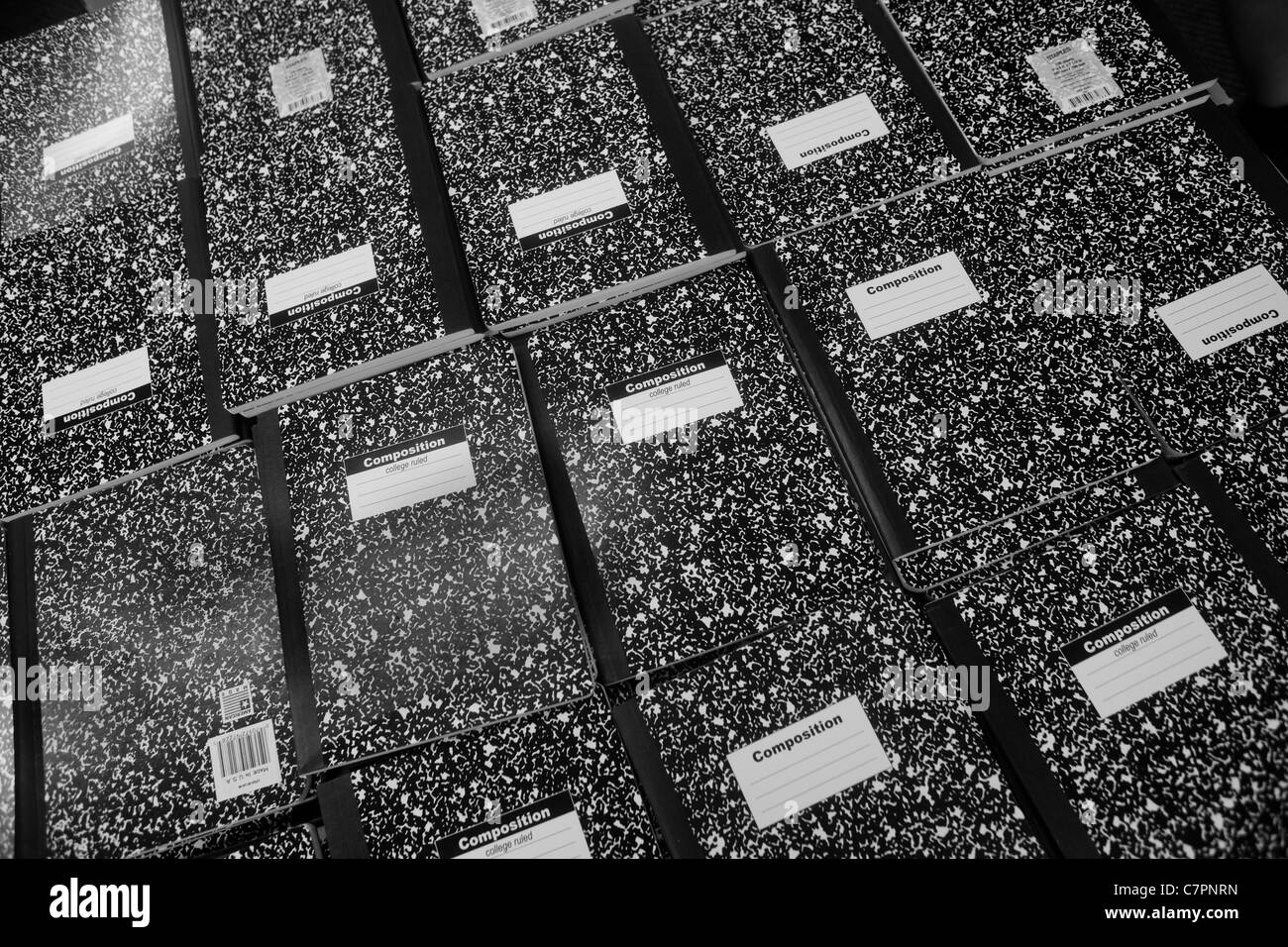 Composition books are seen in a Staples store in the Chelsea