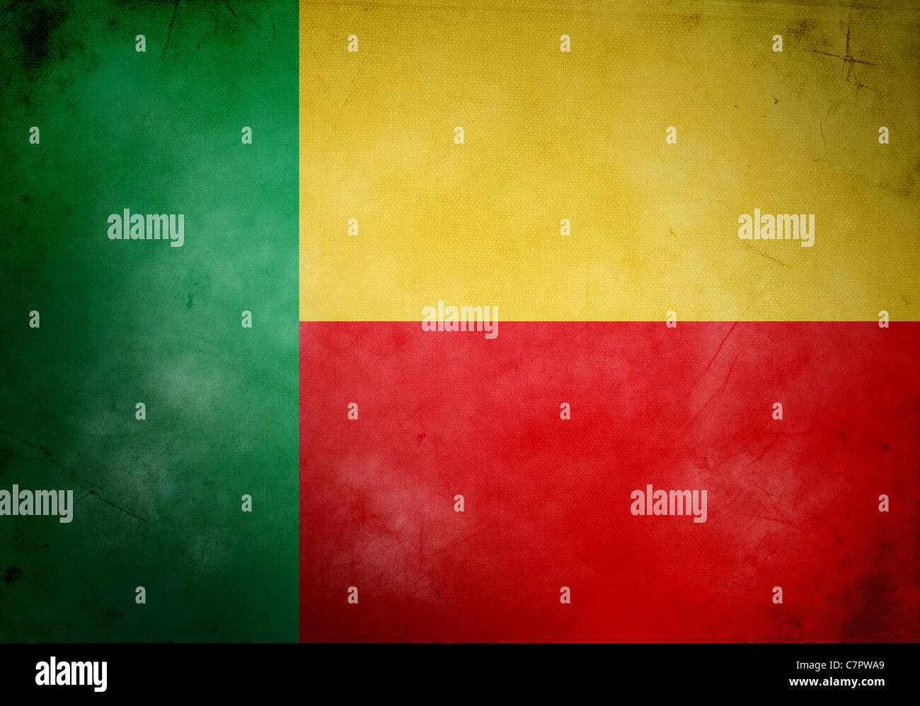 Benin flag on old and vintage grunge texture Stock Photo