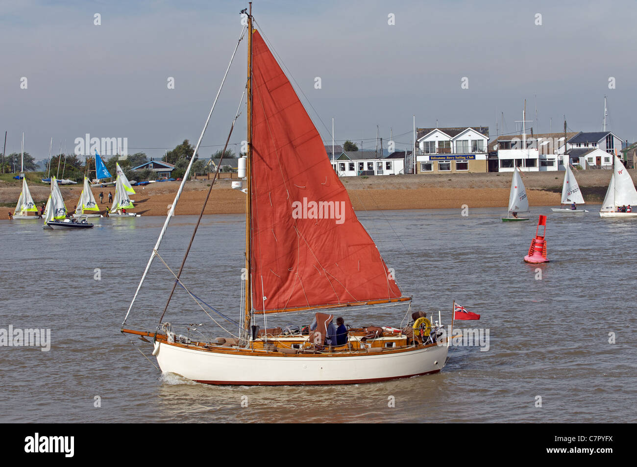 Yacht, river Deben, Felixstowe Ferry, Suffolk, UK Stock Photo Alamy