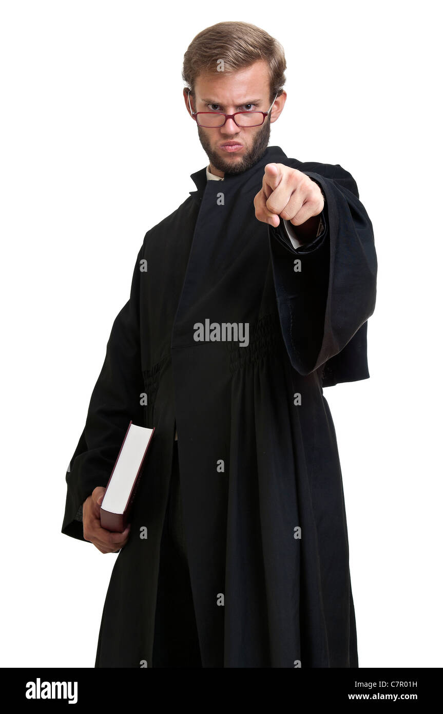 Young lawyer dressed with a toga isolated in white Stock Photo Alamy