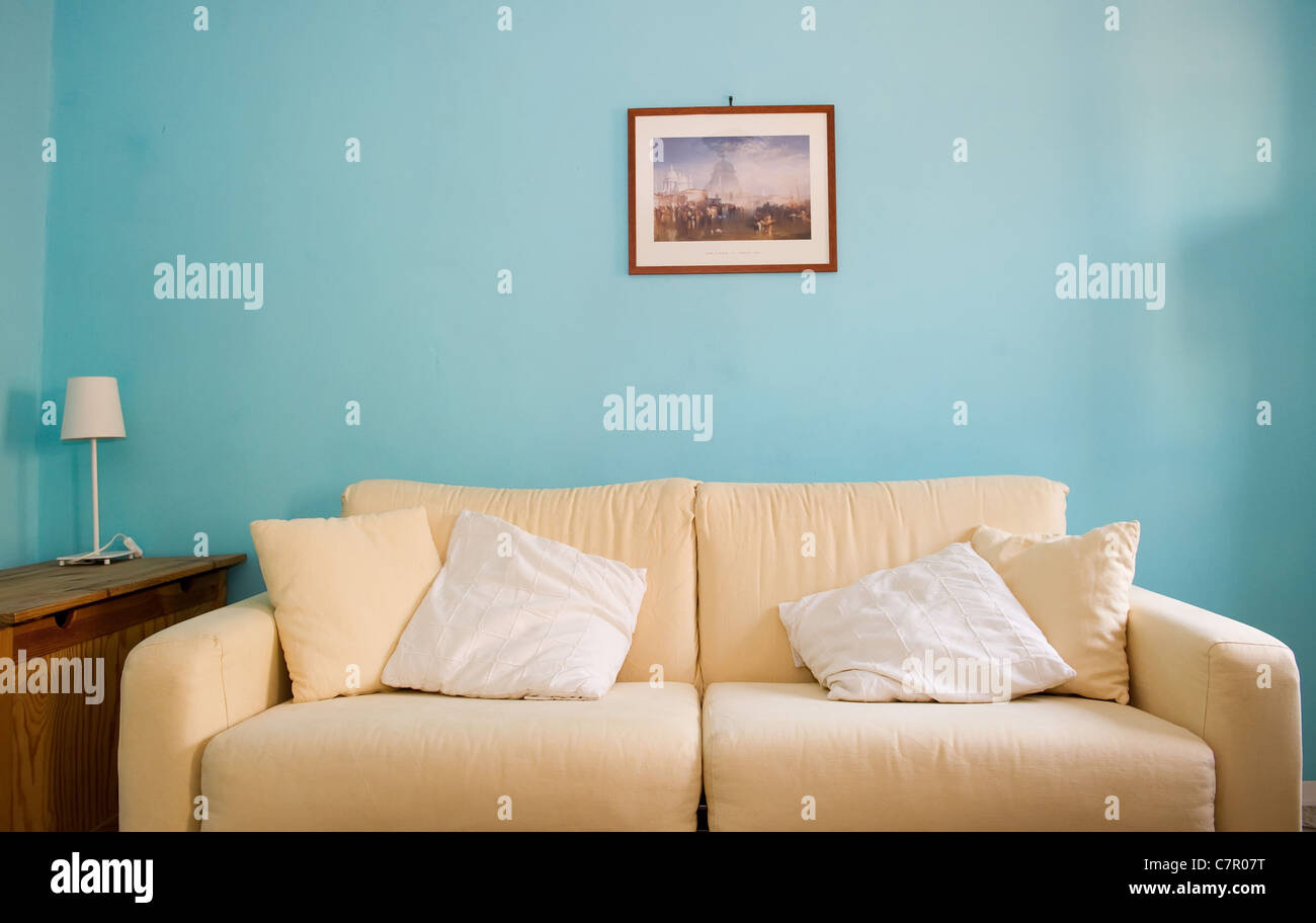 White sofa in modern home Stock Photo