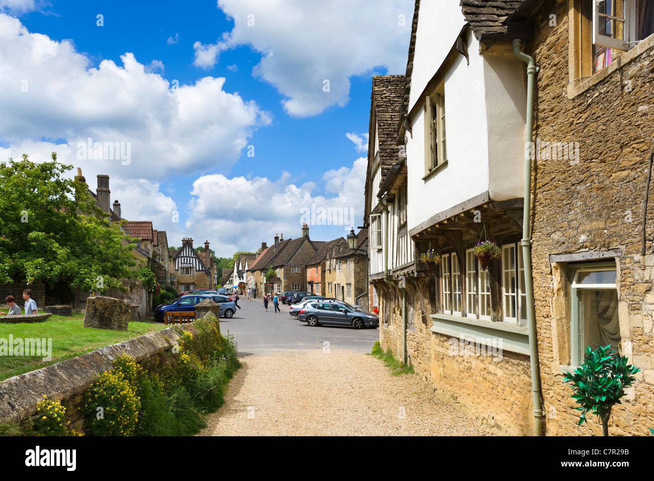 Church Street in the centre of the picturesque village of Lacock, near Chippenham, Wiltshire, England, UK Stock Photo