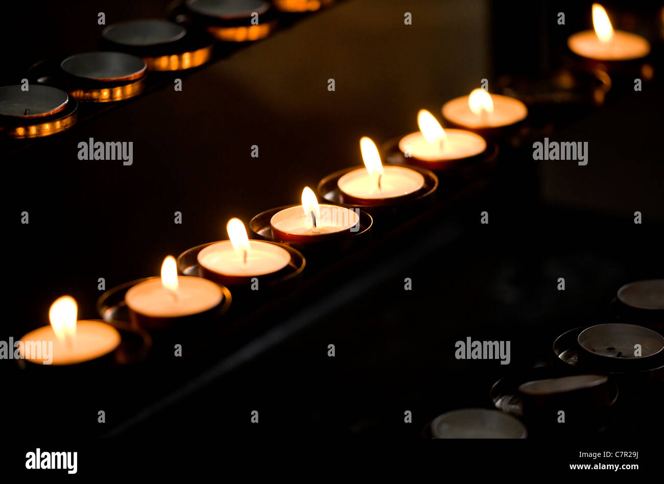 religious candles in a church Stock Photo