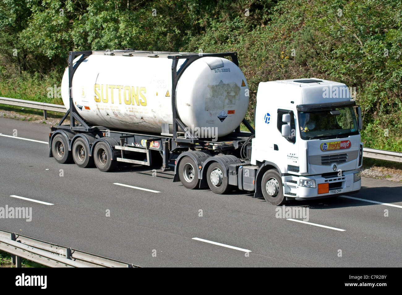 Tanker truck or lorry on road or motorway Stock Photo