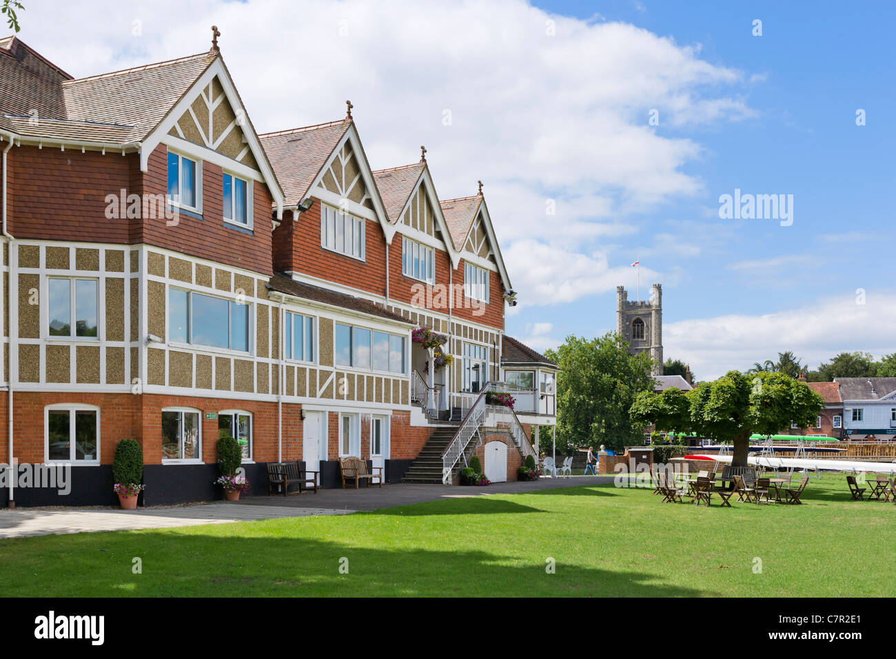 The famous Leander Rowing Club on the River Thames at Henley-on-Thames, Oxfordshire, England, UK Stock Photo