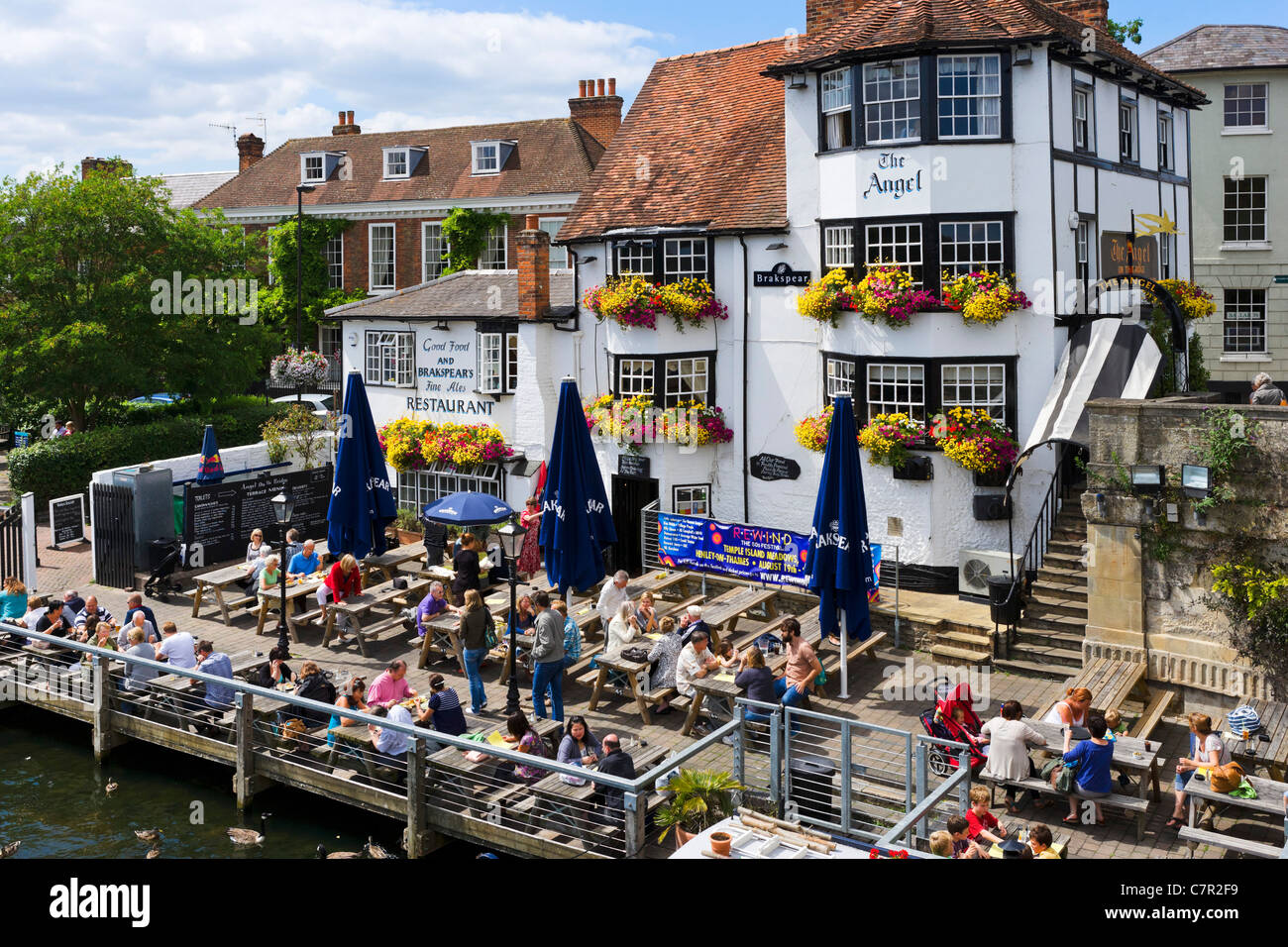 The Angel Pub on the River Thames at Henley-on-Thames, Oxfordshire, England, UK Stock Photo