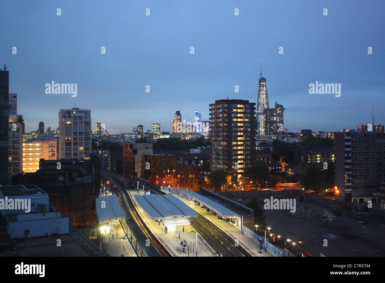 cityscape at dusk Stock Photo